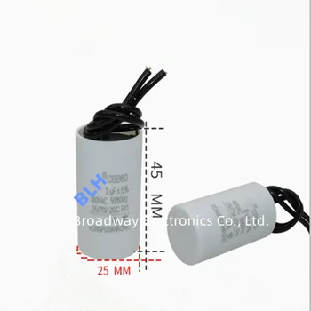 CBB60 veikia kondensatorius naudojamas cirkuliacinis vandens siurblys deguonies aparatas pakabinti židinys 450V 1UF 1.2 UF 1.5 UF 2UF talpa