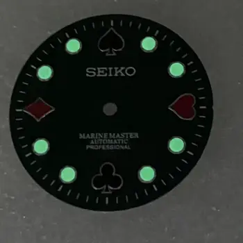 Naujas NH35 modifikuotų dial tinka Seiko NH36 mechaniniai judesiai su žalia vandens dvasios, užrašu ir švyti žalia