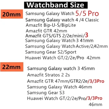 22mm 20mm Nailono diržas, Skirtas Samsung Galaxy žiūrėti 3 4 5 Huawei žiūrėti GT GT2/3 Pro Sporto žiūrėti kvėpuojantis apyrankės Už Amazfit GTR