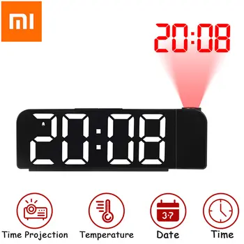 Xiaomi 180° Sukimas Projection Alarm Clock 12/24H LED Skaitmeninis Laikrodis, USB Mokesčio Lubų Projektorius Žadintuvas Miegamasis Desktop