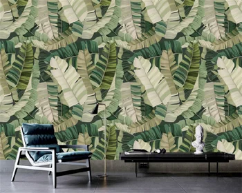 Individualizuotos fono paveikslėlį Šiaurės retro atogrąžų bananų lapų palieka kambarį fono sienos dekoratyvinės tapybos freskos papel de parede
