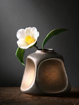 Rankų Darbo Keramikos Gilding Vaza Apdailos Retro Paprasta Zen Gėlių Konteinerių Patalpų Kambarį Namo Apdaila