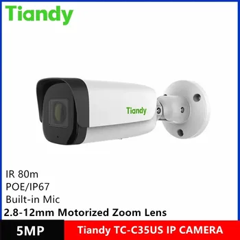 Originalus Tiandy prekės TC-C35US 5MP 2.8-12mm Motorizuotas zoom Objektyvas built-in MIC IP67 POE žvaigždės IR 80meter Kulka ip Kameros