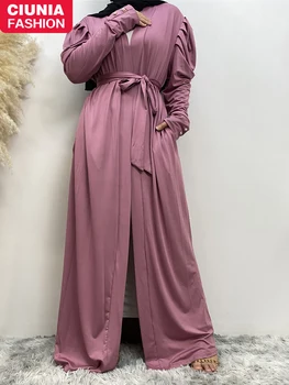 Musulmonė Moteris Abaja Islamo Mados Suknelės ilgomis Rankovėmis Kuklus Skraiste Turkija Kaftan moteriški Drabužiai Dubajus Maroko Ramadanas Kimono