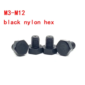 Juodo Nailono Šešiakampis Varžtas Plastiko Sesiakampio Galvute M3 M4 M5 M6 M8 M10 M12
