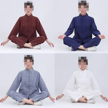 Unisex 7color Juoda/Kava/Black Pilnas Aukštos Kokybės Medvilnės Nustatyti Budistų Tango Tinka ir Buda Uniformas Zen meditacija Kungfu drabužiai