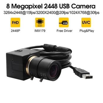 8MP vaizdo mini usb kamera, 2.8-12mm vadovas varifocal lens IMX179 metalinė dėžutė, usb kamera, skirta 