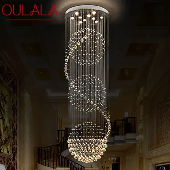 OULALA Šiuolaikinės Kristalų Pakabukas Šviesos diodų (LED) Kūrybos Prabanga Šviestuvo Lempų, skirtų Namų Kambarį Vila Dvipusis Laiptų Dekoras