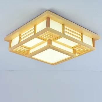 Japonų Stiliaus Medžio masyvo Šiltas LED Tatamio Lubų šviestuvai, Miegamojo Led Žibintai Lamparas De Techo Šviesos Įranga už Celling