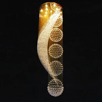 ilgai dvigubą laiptai šiuolaikinės šviestuvo lempos LED kristalų llights stilingas viešbutis projekto Vila salė apšvietimo pakabos vielos