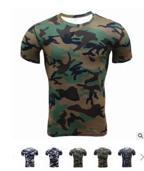 Vasaros Suspaudimo Kamufliažas Atsitiktinis Marškinėliai Fitneso Vyrams Trumpomis Rankovėmis Triko Kultūrizmo Crossfit 