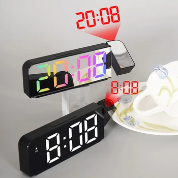 Xiaomi 180° Sukimas Projection Alarm Clock 12/24H LED Skaitmeninis Laikrodis, USB Mokesčio Lubų Projektorius Žadintuvas Miegamasis Desktop
