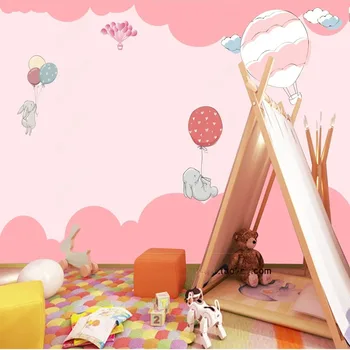 Pasirinktinius Nuotraukų 3D Modernus Minimalistinio Ranka-Dažytos Animacinių filmų Rožinis Debesis Princesė Vaikų Kambario Fonas Papel De Parede Tapety Meno