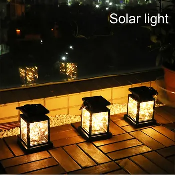 Nešiojamų LED Lauko Saulės Powered Garden Light Flameless Žvakė Vandeniui Lauko Apšvietimas Kabinti Saulės Žibintai Stovykla