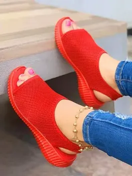Moterų Batai Vasaros Tinklelio Žuvims Platformos Basutės Moterų Uždarų Kojų Pleišto Batai Ponios Atsitiktinis Šviesos Sandalai Zapatillas Muje