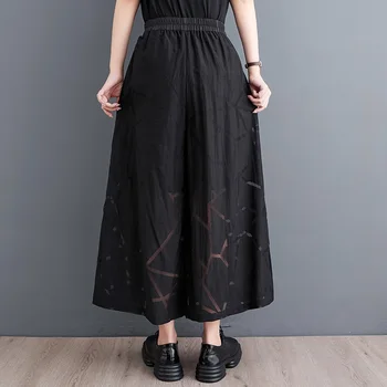 juoda Elastinga aukštos Juosmens Kišenėje derliaus Atsitiktinis palaidų vasaros pločio kojų Kelnės Moterims, Kelnės 2023 drabužių Streetwear