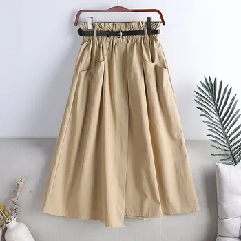 Iki 2023 m. pavasarį naują stiliaus vientisa spalva paprastą big kišenėje sijonas su diržu slim plus size darbo sijonas moterų mados krovinių sijonas