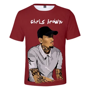 Sunny Chris Brown 3D Print T Shirt Moterims, Vyrų Vasaros Mados O-kaklo trumpomis Rankovėmis Juokinga Marškinėlius Hipster Grafinis Tees Streetwear