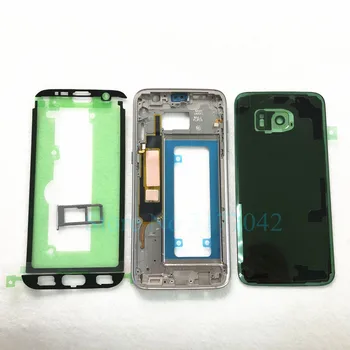 SAMSUNG Galaxy S7 Krašto G935F S7 G930F Visą Būsto Priekiniai Artimųjų Rėmas Šoninis Mygtukas Baterijos dangtelis Galinio Stiklo Dangtis Galinis Atveju