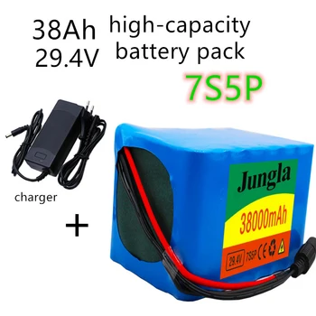 24V 38Ah 7S5P baterija 250w 29.4 V 38000mAh ličio jonų baterija vežimėlis elektrinis dviratis paketas su BMS + kroviklis