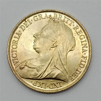 UK 1895 Aukso Monetų Karalienė Viktorija Riteris Valstybės Žalvario Monetos, Padengtą