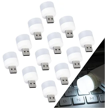 12PCS USB Knygos Žibintai USB Naktį Šviesos Mini LED Nakties Šviesos USB Kištukas, Lempos Galia Banko mokesčių Mažų Apvalių Akių Apsauga Skaityti