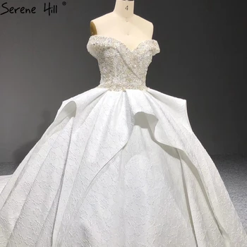 Dubajus Dramblio kaulo Satino Off Peties Vestuvių Suknelės 2023 Duobute Ctystal Rankovių Vestuvinės Suknelės HA2397 Užsakymą