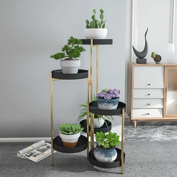 Nordic light luxury metalo patalpų augalų stendas, daugiasluoksnės grindų tipas gėlių stovas šiuolaikinės paprasta augalų puodą stovėti balkonas, baldai