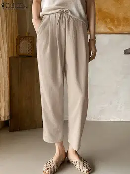 ZANZEA Derliaus Elegantiškas Ropė Moterų Stilingi Haremo Kelnės Pavasario vientisos Spalvos Kulkšnies Ilgis Pantalon Atsitiktinis Biuro Kelnės 2023