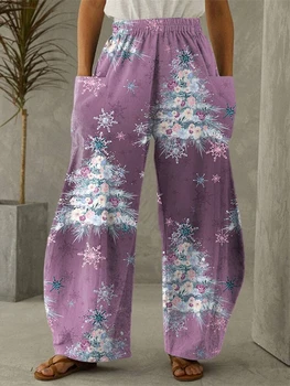 Kalėdų Eglutė Dovanų, Visas Ilgis Pločio Kojų Kelnės Spausdinti Plonas Hipster Mados Kelnės Vasaros Streetwear Sweatpant Moterų Drabužiai