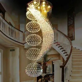 ilgai dvigubą laiptai šiuolaikinės šviestuvo lempos LED kristalų llights stilingas viešbutis projekto Vila salė apšvietimo pakabos vielos