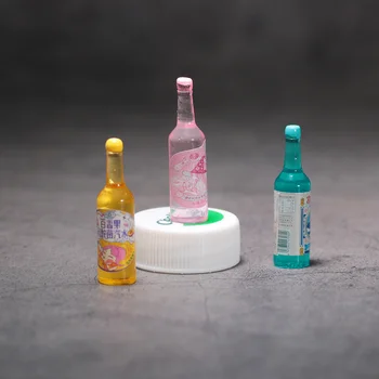 3Pcs Japoniško Stiliaus Sodą Butelyje Miniatiūriniai Elementai Derva Modelis Pliušinis Lėlės Priedai Lėlių namelio Apdaila Rankų darbo Žaislai 