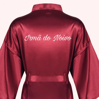 naujas bordo noiva satino chalatas chalatas Dama de garbę tamsiai raudoną kimono dropshipping portugalijos vestuves skraiste