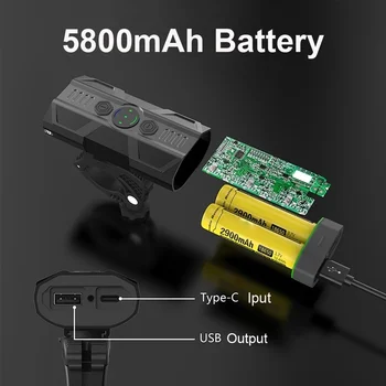 2022 Naujo Dviračio Lemputė USB Įkrovimo 1200 Liumenų MTB Dviračio priekinis žibintas LED Super Bright Žibintuvėlis Priekiniai Žibintai ir Atgal Galinis žibintas