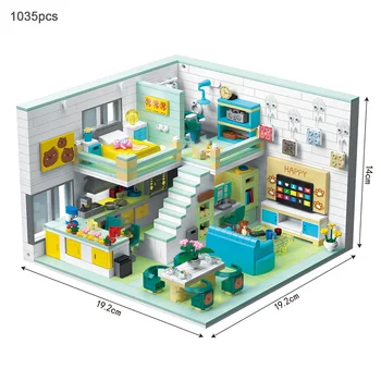 Naujas SS Šiaurės šalių Namų Statyba Blokai Nustatyti Butas Miegamojo Virtuvės Kampe Duomenys Micro Plytų Žaislai Vaikams Mergaitėms