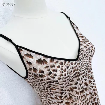 Fyion Aukštos Kokybės 2023 Vasaros Moterų Mados Kilimo Ir Tūpimo Tako Mini Šilko Suknelė Be Rankovių Puošnus, Seksualus, Leopardas Spausdinimui Suknelės