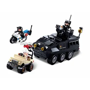 0655 324pcs Policijos Ww2 Karinės Swat Šarvuotos Transporto priemonės Armijos Sunkvežimių, Motociklų Berniukas Ginklas Blokai Žaislas Mūrinis