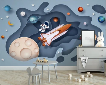 beibehang Pritaikytas modernus naujas trimatę erdvę astronautas raketų vaikų kambario fone de papel parede tapetai