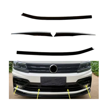 Automobilių Blizgus Juodas Pagal Priekiniai Centras Grotelės Grotelės Liejimo Juostelėmis, Priešrūkinis Žibintas Padengti Apdaila VW Tiguan Rline 2017-2021