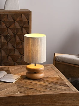 Japonų Dizaineris Atmosfera Wabi-sabi Medžio masyvo Stalo Lempa LED E27 Riešutmedžio Stalas Žibintai Kambarį Tyrimą, Miegamojo Lovos Parduotuvė