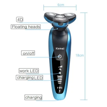 3in1 skalbti elektrinis skustuvas veido grooming kit elektrinis skustuvas šlapias sausas vyrų barzdos skutimosi mašina sukamuosius galvos įkrovimo
