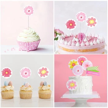 1Set Mini Gėlių Kortelės, Vėliavos Happy Birthday Cake Toppers Gimtadienio Cupcake Topper Desertas Dekoracija Baby Shower Pyragas Prekes
