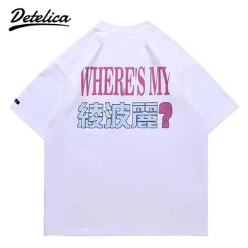 Streetwear Mados Harajuku Vyrų Marškinėliai Anime Spausdinti EVA Grafinis T-shirt Vasaros trumpomis Rankovėmis Medvilnės Tees Moterų Apranga Topai
