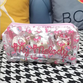 Sanrio Hello Kitty Cinnamoroll Melodija Animacinių Filmų Skaidrus Pieštuku Krepšiai Studentų Y2k Didelės Talpos Saugojimo Krepšys Kanceliarinės Prekės Krepšys