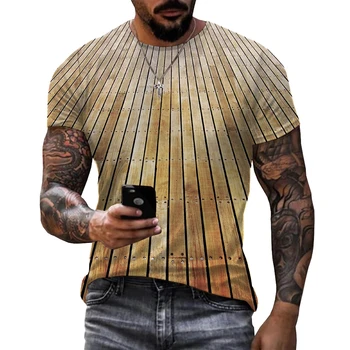 Vyrų Mados Vasaros 3D Juokinga, Spalvinga Medžio Lenta Spausdinti Vyrų T-shirt 2022 Unisex Atsitiktinis Negabaritinių T Shirts