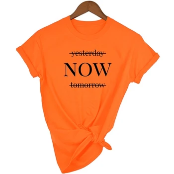 Vakar, Dabar, Rytoj Citata Spausdinti Moterų Marškiniai Gyvenimas Yra Dabar Motyvacijos Įkvepiantį Tee marškinėlius trumpomis Rankovėmis Moterų Drabužiai