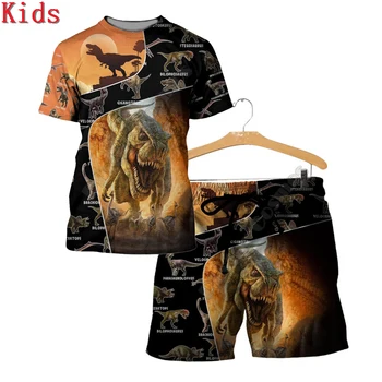 Patinka Dinozaurai 3D Atspausdintas T Marškinėliai Ir Šortai Vaikams Juokingas Vaikų Kostiumas Berniukui, Mergina Vasaros trumpomis Rankovėmis Tiktų Vaikams Drabužių 22