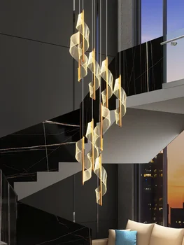 LED pakabukas lempa Šiaurės Modernūs, Prabangūs Paprastas Laiptų Kambarį Vila Salė Ilgą Eilutę Spiralės Dvipusis Pastato pakabinti šviesos
