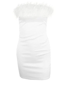 Drauuing Balta Plunksna, Antkaklis Vamzdis Mini Suknelė Moterų Berankovis Šalies Elegantiškas Šilko Backless Plonas Kietas Vasaros Suknelės 2023