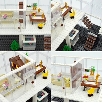 Miestas Stiklo Namų Statyba Blokai Suderinama su Klasikiniai Baldai, Plytos, 2 Aukštų pagrindo plokštės kūrybos Draugai SS Žaislai Vaikams